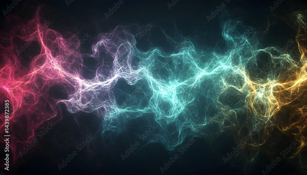 Fototapeta premium Abstract Colorful Swirls Forming Energetic Luminous Forms Across Dark Space
