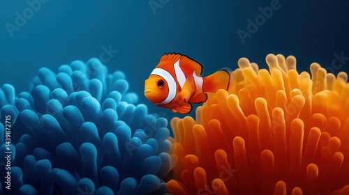Colorful Clownfish Swimming Among Vibrant Anemones