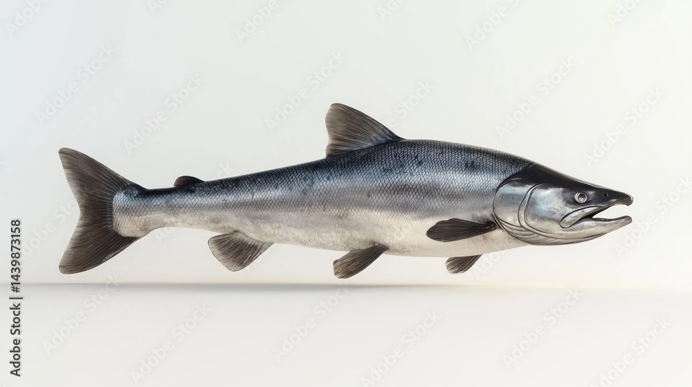 Obraz premium Silver-scaled fish in profile view