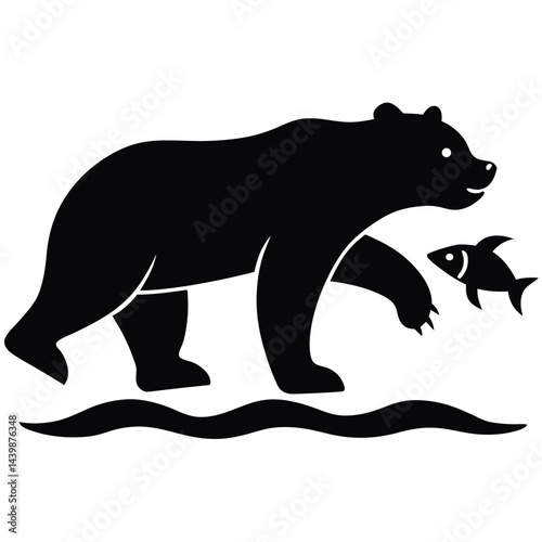 Silhouette Of A Bear Holding A Fish In Its Mouth