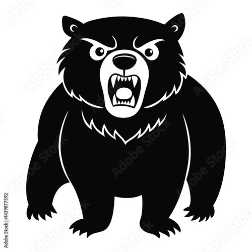 Vector Illustration Of Cute Sloth Bear Angry