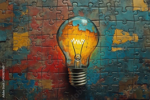 A moment of revelation: a light bulb drawn on a puzzle piece