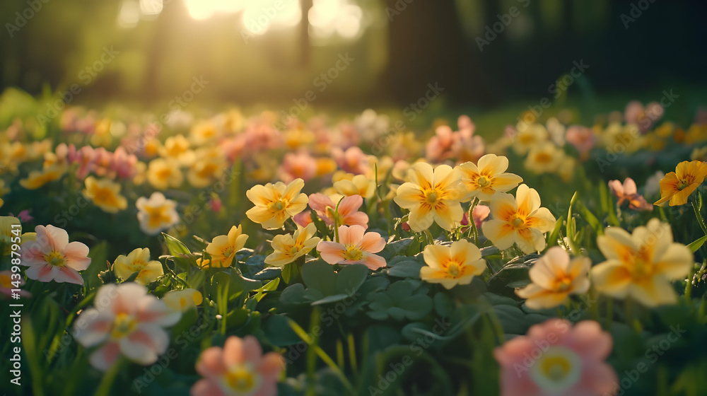 Obraz premium Field of Flowers at Sunset: A Stunning Floral Display