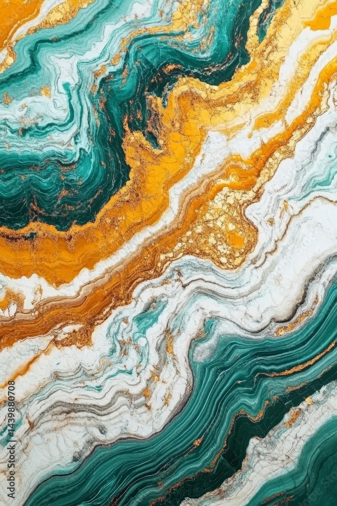 Fototapeta premium Turquoise and Gold Marble Texture, Luxury Abstract Background, Teal White Onyx Design