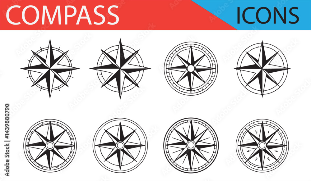 Fototapeta premium Geographical Compass Designs for Road Maps and Travel Websites
