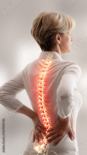 Older Woman With Lower Back Pain and Spine Inflammation