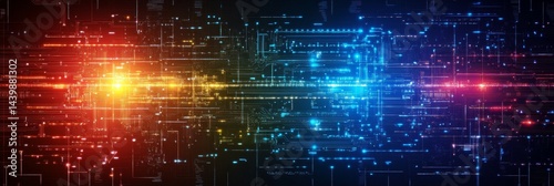 Wallpaper Mural Abstract Technology Background With Circuit Board, Big Data, Virtual Reality, Information Flow Torontodigital.ca