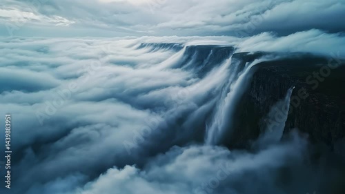 Wallpaper Mural Majestic Waterfall Cliffs in the Clouds Torontodigital.ca