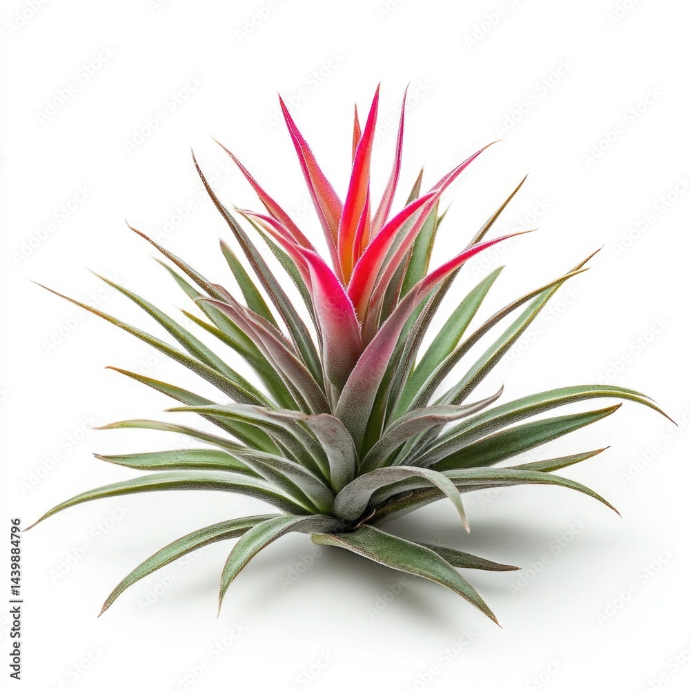Fototapeta premium Vibrant tropical plant with pink and green foliage isolated on white background