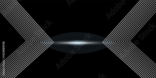 Luxury Elegant Super Car Automobile Urban Design Background. Premium Black Silver Metallic Shine lines Effect Display showroom in store