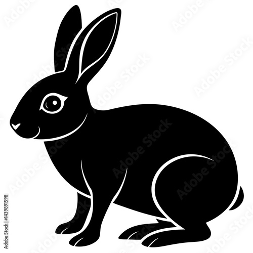 black rabbit vector illustration