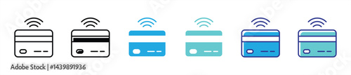 credit card icon set. credit card payment thin line and color style icon for your app and web. vector illustration