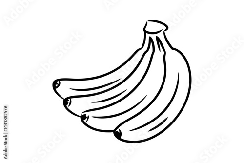  Banana Ouline Fruit Vector Illustration