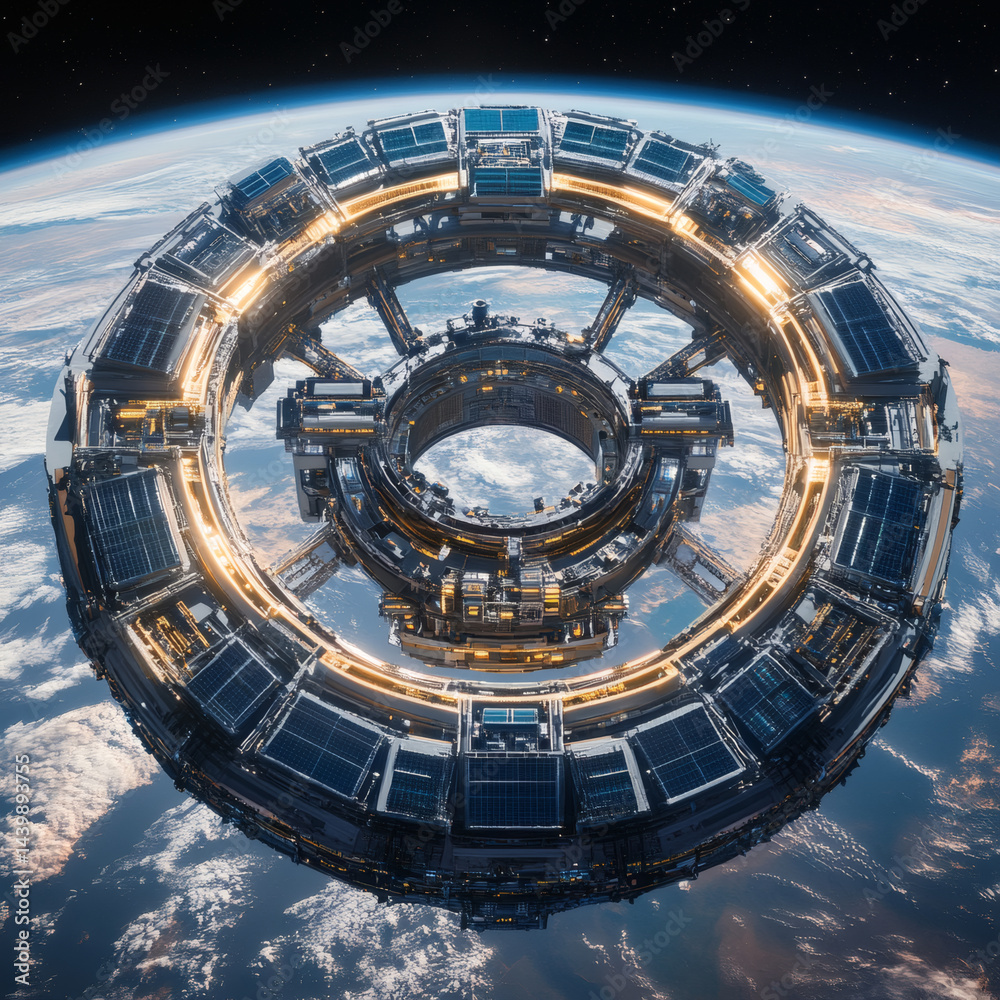 Obraz premium Space Colony Concept Cutaway View