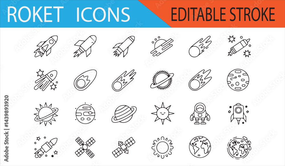 Collection of Space Icons Featuring Rockets, Satellites, and Planets for Exploration Projects Collection of Space Icons Featuring Rockets, Satellites, and Planets for Exploration Projects