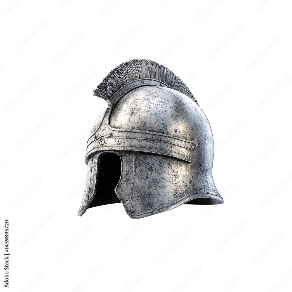 Fototapeta premium Ancient Greek Helmet with Crest - 3D Render of Antique War Gear