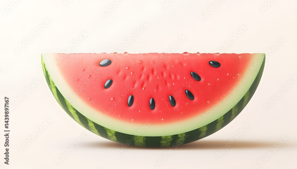 A single perfectly cut watermelon slice showcasing color and detail realistically