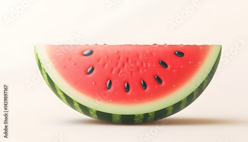 Obraz na płótnie A single perfectly cut watermelon slice showcasing color and detail realistically w salonie