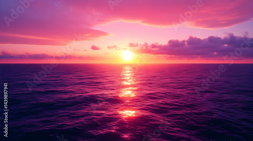 Pink and Purple Sunset over the Ocean: A Breathtaking View