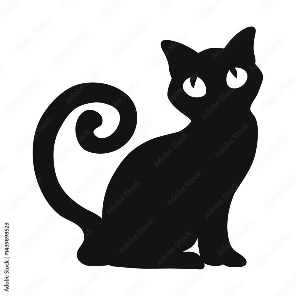 Obraz premium halloween cat silhouette with pumpkin and bats