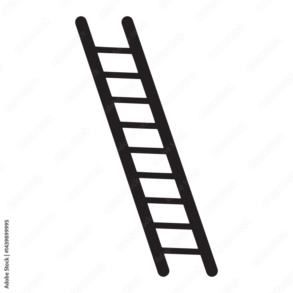 Straight Ladder Silhouette Vector Illustration for Construction and Maintenance Work Straight Ladder Silhouette Vector Illustration for Construction and Maintenance Work