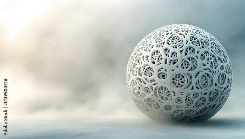A spherical object with a complex interconnected structure design
