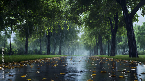 Rainy Day in the Park: Serene Landscape Photography
