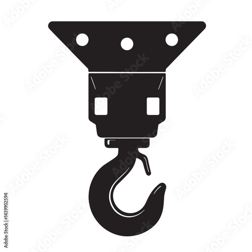 Heavy Duty Industrial Crane Hook Silhouette Vector for Construction and Load Lifting Equipment