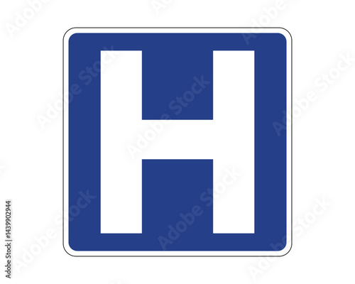 Hospital Indication Traffic Sign for Directing to Nearby Medical Facilities – High Quality Vectorial Stock Road Sign