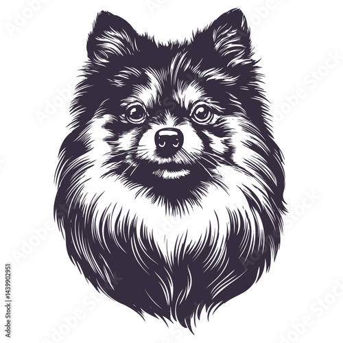 Pomeranian, a funny little dog , hand drawn vector illustration sketch