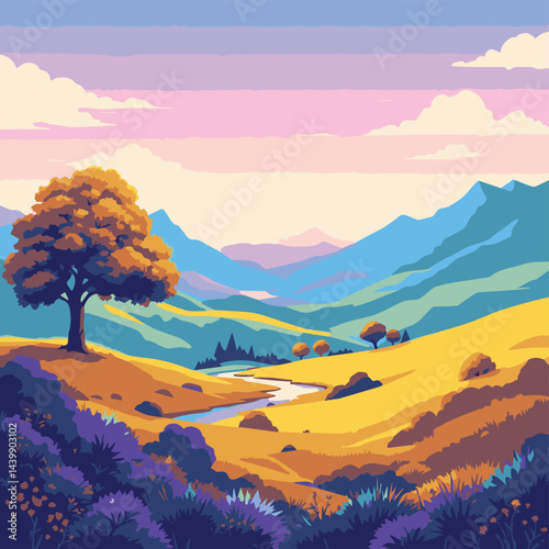 autumn landscape with mountains