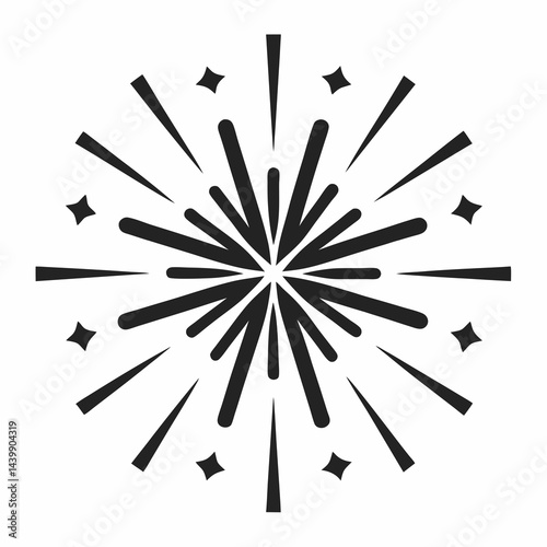 Decorative Black Starburst Icon Vector Design for Celebratory Events
