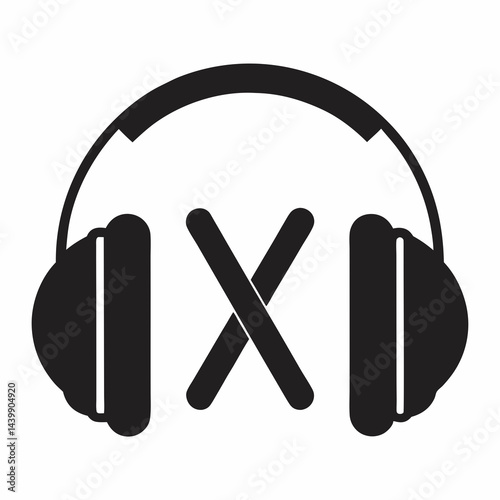 Headphones with Crossed Lines Vector Icon for Audio Off, Music, and Sound Design