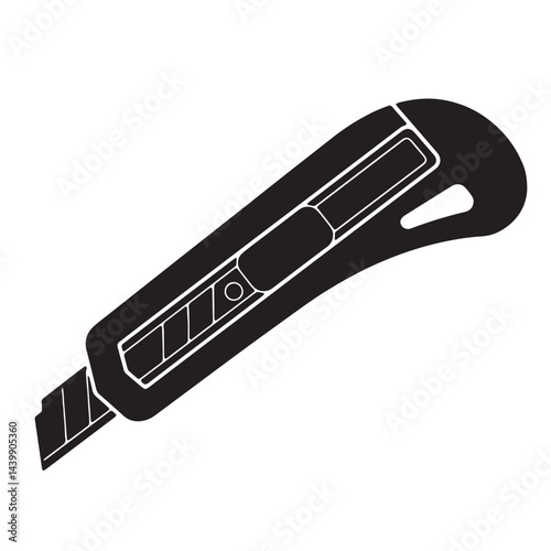 Utility Knife Cutter Tool Silhouette Vector Illustration for Precision Cutting Tasks