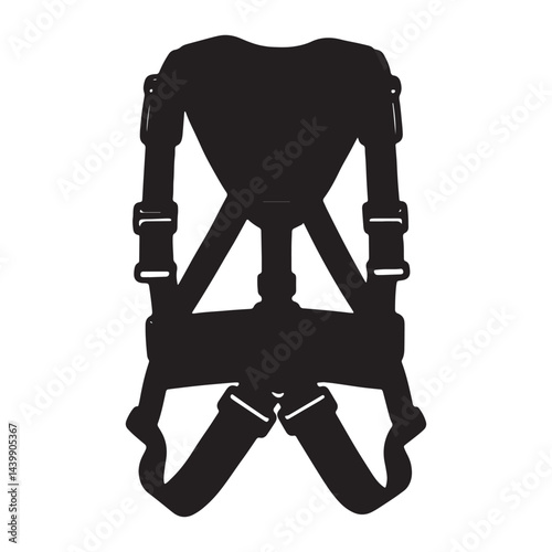 Safety Harness Gear Silhouette Vector Illustration for Construction and Climbing Protection
