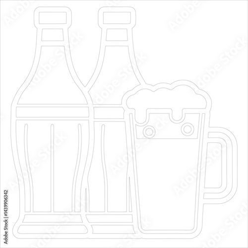 Beer Line Art Illustration Hand Drawn Style
