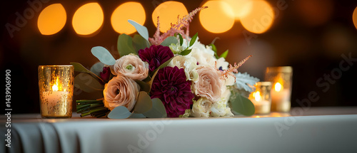 Elegant floral arrangement with candles photo