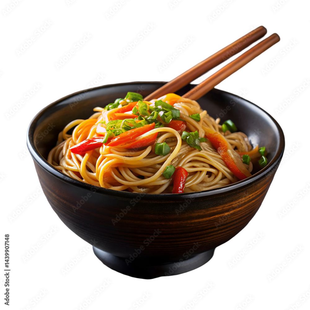 custom made wallpaper toronto digitalAuthentic Asian noodles in black bowl design element isolated on transparent background
