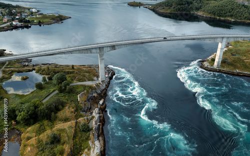 Dramatic Landscape: Saltstraumen Bridge Over Strong Whirlpools