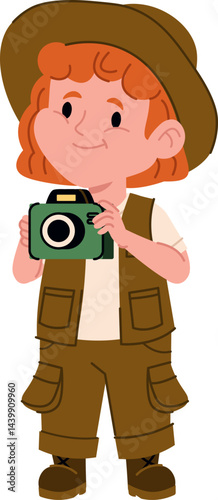 Boy Safari Explorer With Camera
