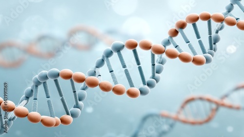 Illustration of a chromosome with a medical concept banner and sunlight in a scientific background