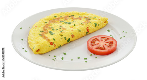 Isolated Omelette with Tomato