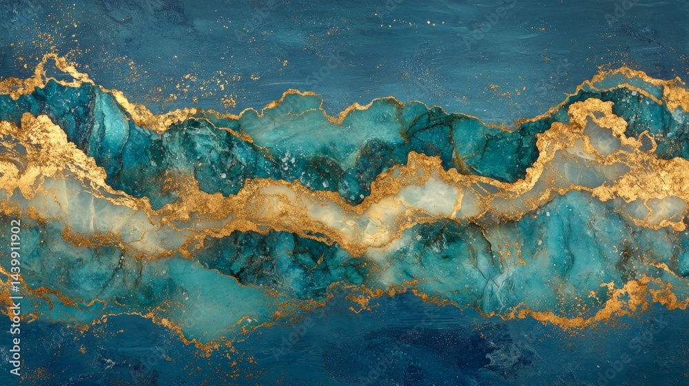 Regal Navy Blue and Gold Marble Design, Abstract Emerald Green Luxurious Texture Background