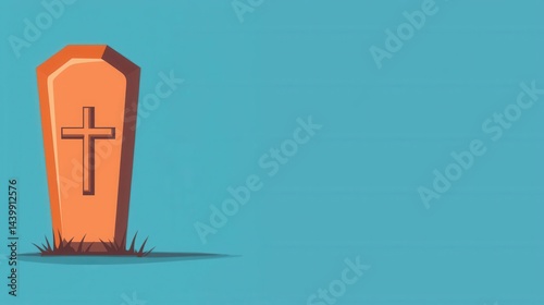 Wallpaper Mural Traditional coffin, minimal cross engraving, death symbolism, flat design illustration Torontodigital.ca