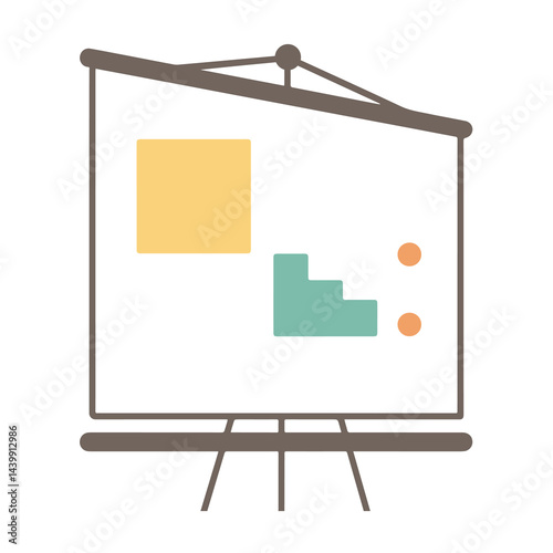 Presentation board with a pie chart, representing business analysis icon design,Modern e-learning and education whiteboard concepts.