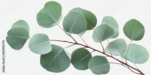 Obraz na płótnie Fresh Eucalyptus Sprig Isolated, Green Eucalyptus Leaves on White Background, Floral Arrangement w salonie
