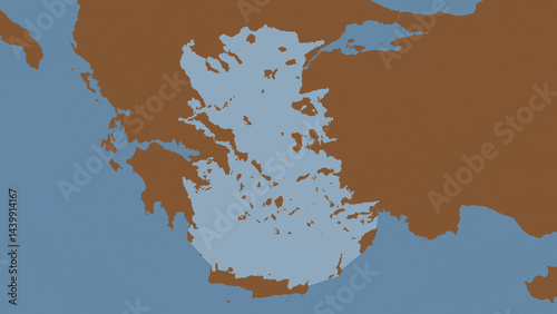 Aegean Sea highlighted. Patterned map