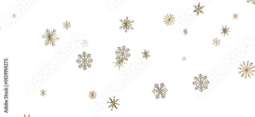 Whirling Snowflakes: Enthralling 3D Illustration of Falling Festive Snow Crystals