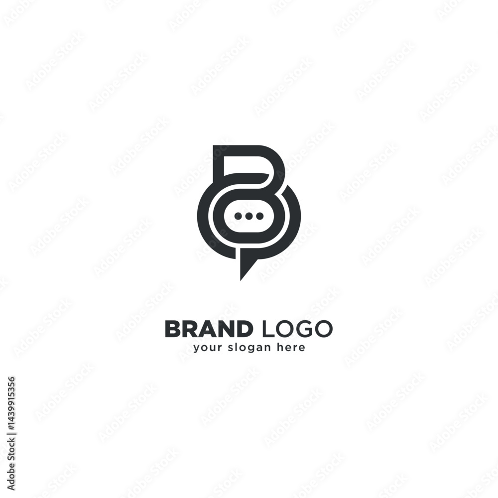 Fototapeta premium Creative B Letter Chat Logo Design, Modern Messaging Symbol for Brands.