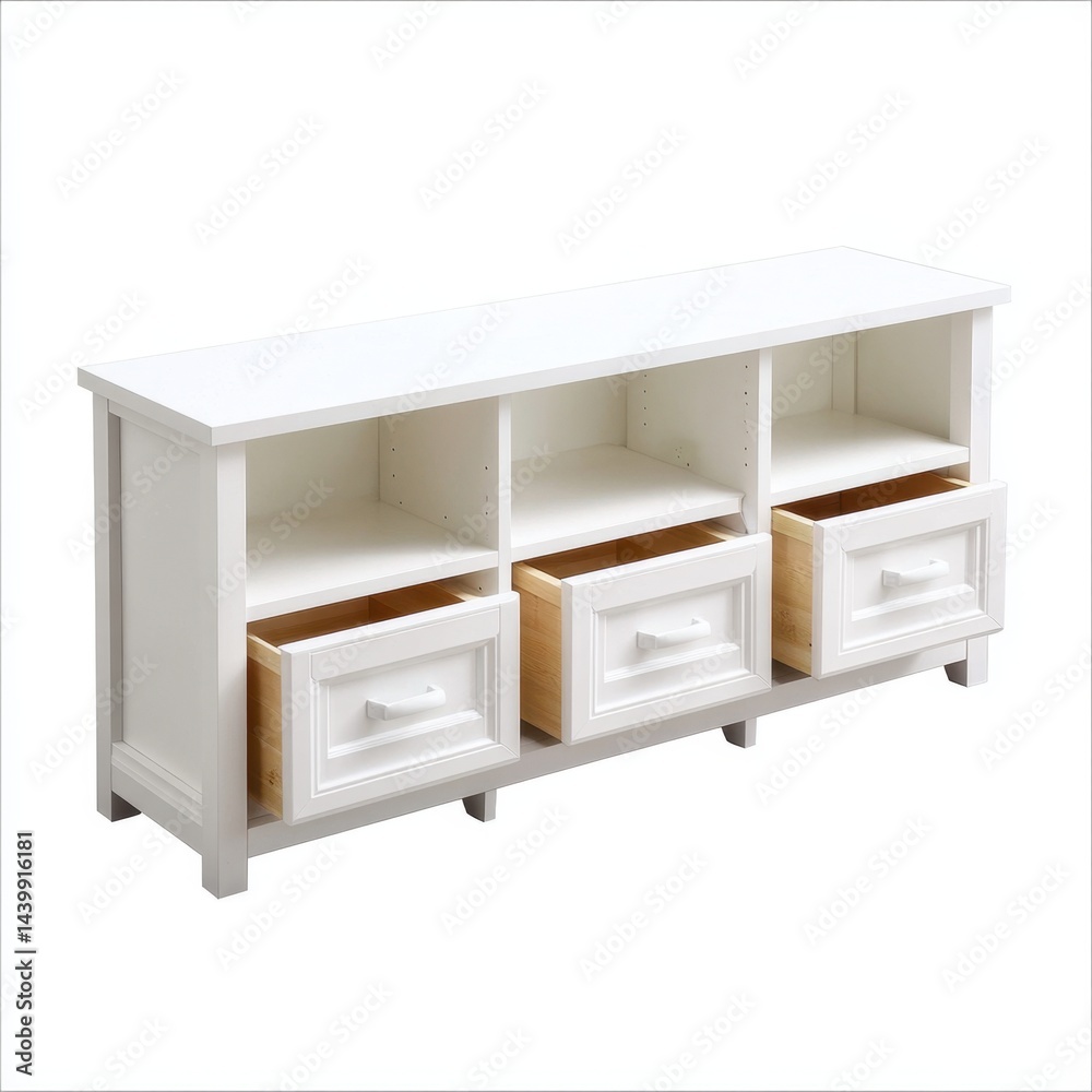 White entertainment unit with two drawers and sleek lacquer finish for media storage in modern living room White entertainment unit with two drawers and sleek lacquer finish for media storage in modern living room